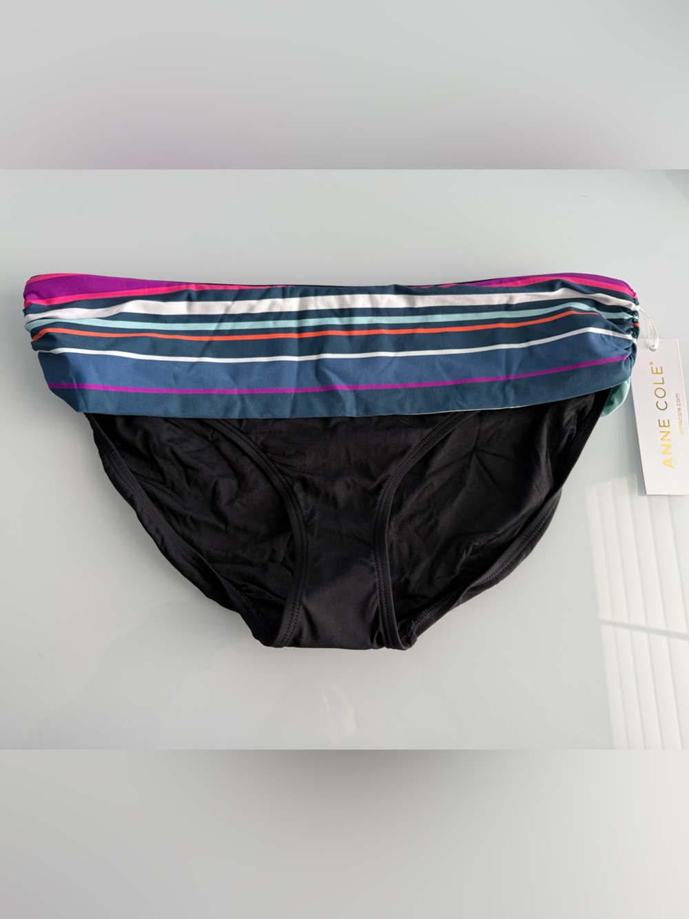 Anne Cole Women’s Fold-Over Striped Swim Bottoms for Ladies Size XL
